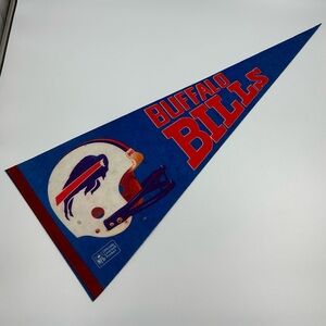 Vintage NFL Buffalo Bills Two Bar White Helmet Collectible Football Pennant Flag